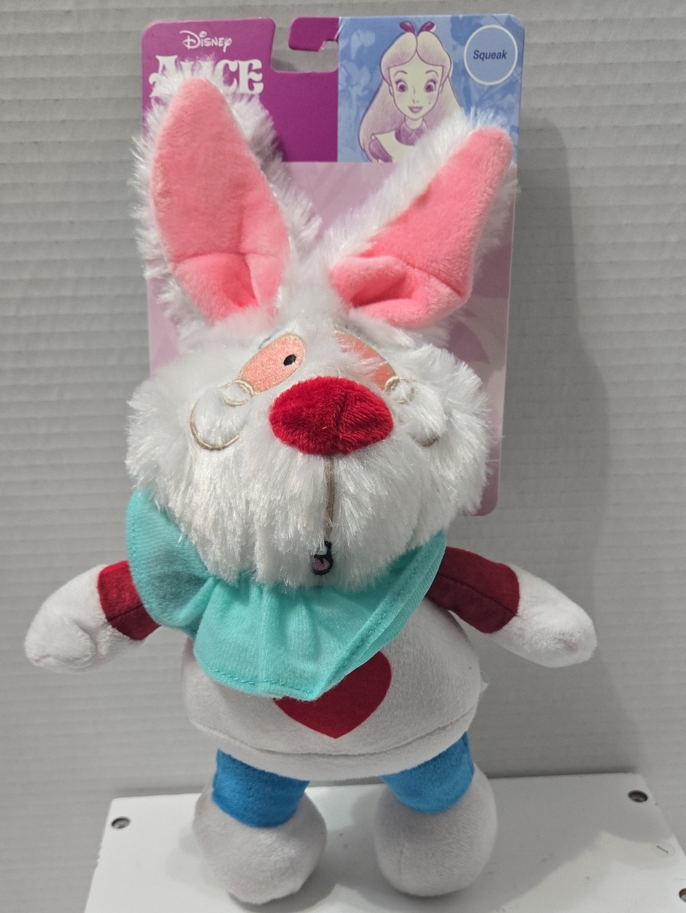 Disney "Alice in Wonderland" White Rabbit plush pet toy With Squeaker New